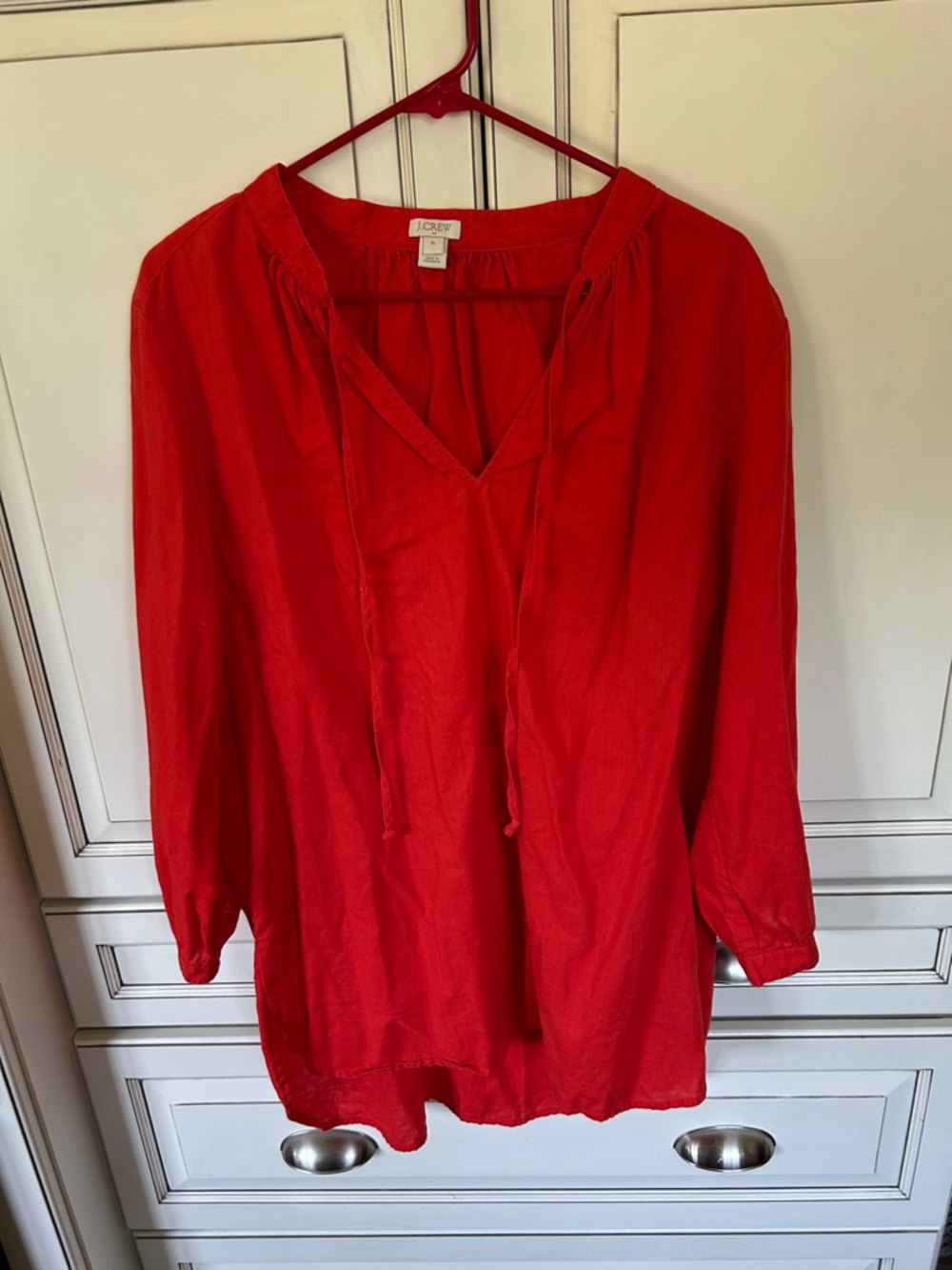 J Crew women’s 3/4 length sleeve tunic size XL, reddish/orange color